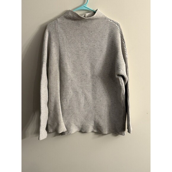 French Connection Ribbed Gray Sweater‎ Neon Threads Accents Size L Oversized - Picture 1 of 11